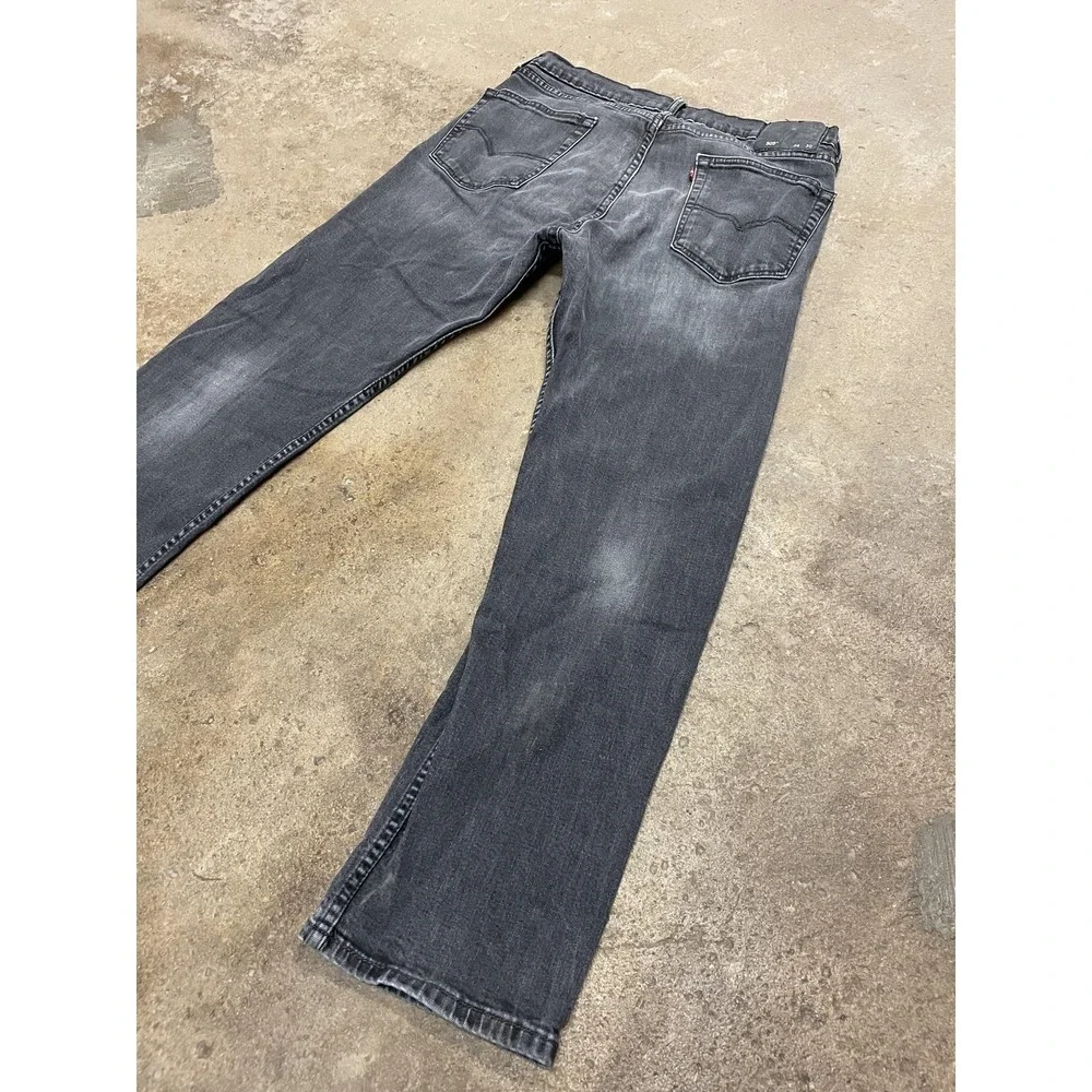Levis 505 Jeans Mens 36x30 Gray Charcoal Stretch‎ Denim Straight Leg Zip Fly